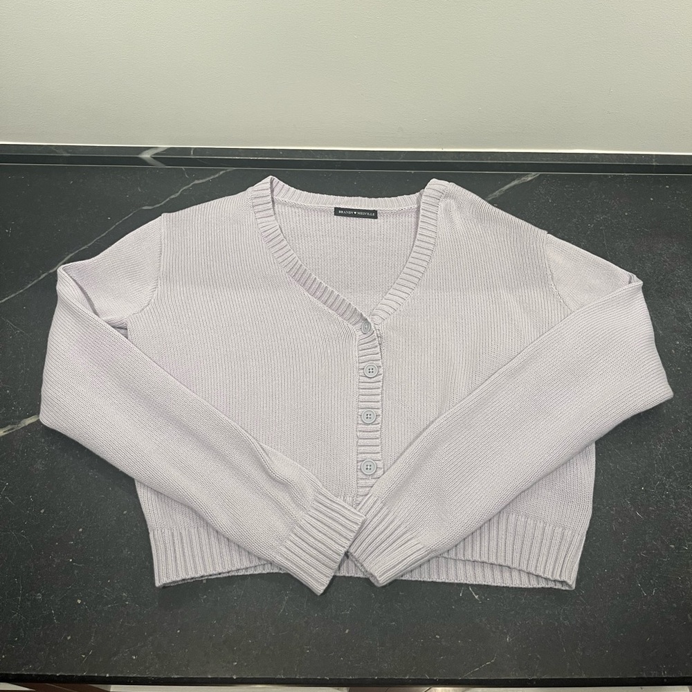 Women’s Brandy Melville Baby Blue V-Neck Button-Up Sweater